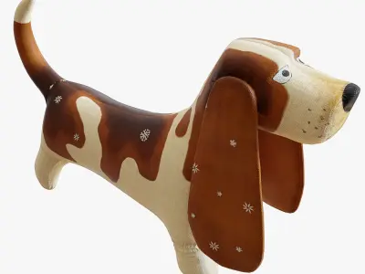 Basset dog fabric toy 3D model
