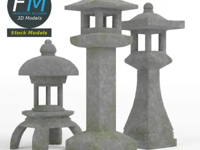 Japanese toro lanterns 3D model