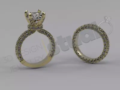 Luxury detail brilliant rings with gems 3d model 3D print model