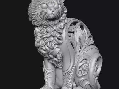 Cat sculpture 3D print model
