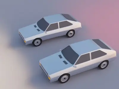 Old cartoon Rally sport car Low-poly 3D model