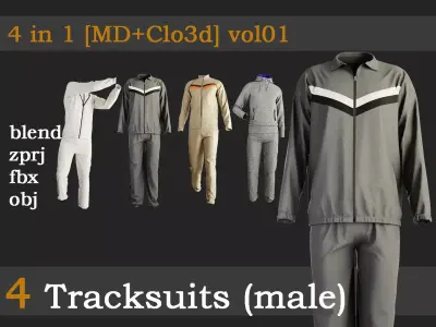 4 Tracksuits for men vol01 3D model