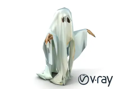 Ghost with Glowing Aura and Tattered Sheet model pack Low-poly 3D model