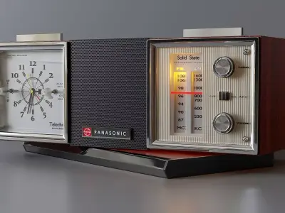 Vintage Panasonic FM-AM Clock Radio 3D model