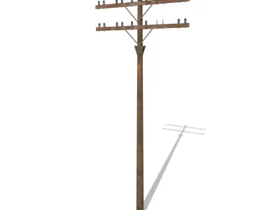 Electricity Pole 9 Weathered Low-poly 3D model