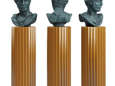 Septimius Severus Roman bust pedestal Low-poly 3D model