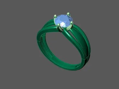 Womens Rings With Stone Ring Ready STL 3DM Models Rings women 3D print model 2