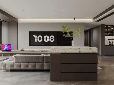 Modern living room dining room interior scenes 351 3D model