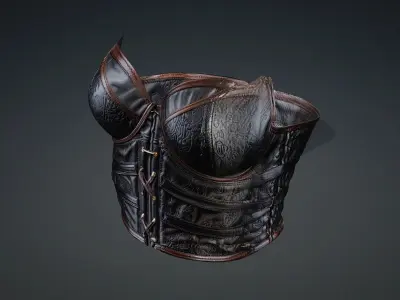 Black leather corset PBR 4k Low-poly 3D model