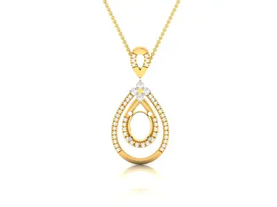 Solitaire Women Pendant 3DM STL OBJ FBX Render Details 3D print model 5