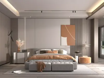 Modern Bedroom Scene 21 3D model