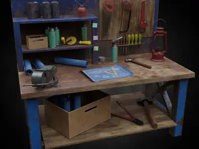 Gameready Workbench Low-poly 3D model