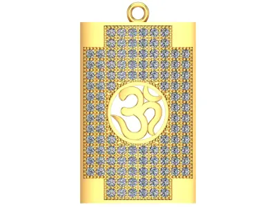 088 - Gents Om Pendant with Micro setting 3D print model