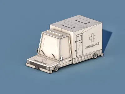 Cartoon Ambulance Low-poly 3D model
