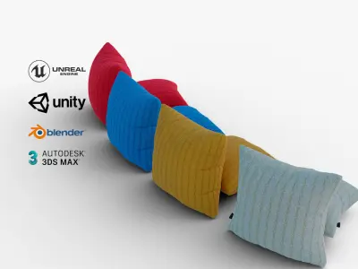 Knitted Cushions with a Chain Pattern Value Pack Low-poly 3D model