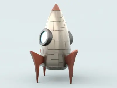Cartoon Rocket Low-poly 3D model
