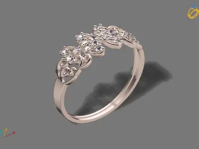 Womens Diamond Signet Ring Women Rings 3dmodels 3D print model 3D print model 31