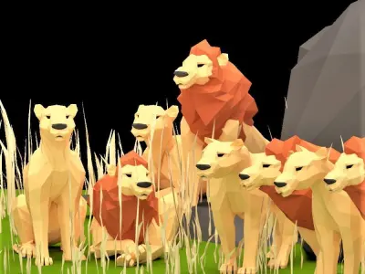 Lions lion Low-poly 3D model