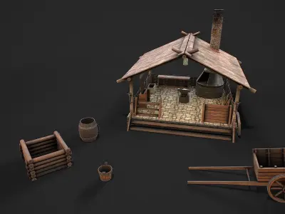 Medieval forge 3d model Low-poly 3D model