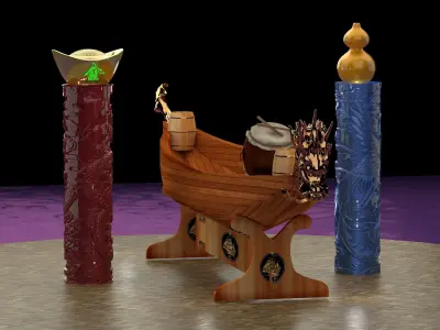 Chinese dragon boat  3D model