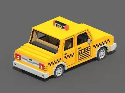 Voxel Taxi Low-poly 3D model
