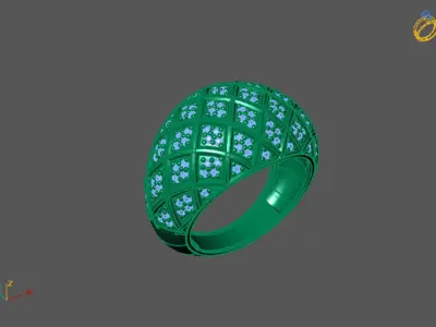 STL 3DM Print Ready Women Diamond Ring Lightweight Printable  3D print model 35