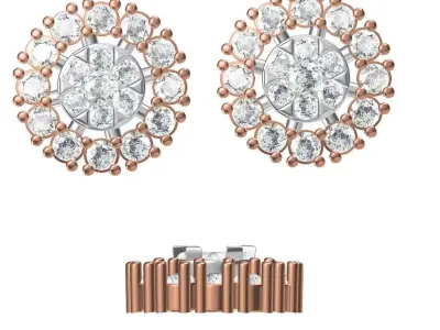 Women Diamond Earrings STL FBX JCD Details 3D print model