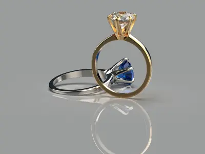 Engagement gemstone ring Tiffany style 3D printable model FREE Free 3D print model