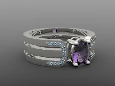 ring with gems Free 3D print model