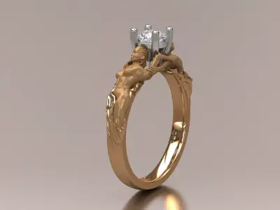 Carrera y Carrera Embrace Ring Lovers Holding Diamond STL 3DM 3D print model