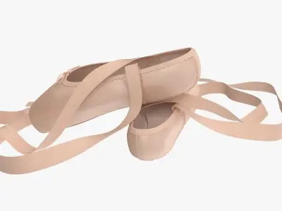 Ballet Shoes - Crossed Low-poly 3D model