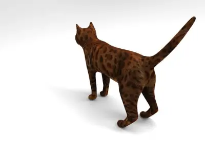Cat game ready low poly model bengal Low-poly 3D model
