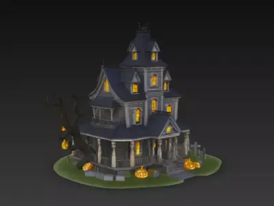 Spooky Halloween Mansion 3D Model 3D model