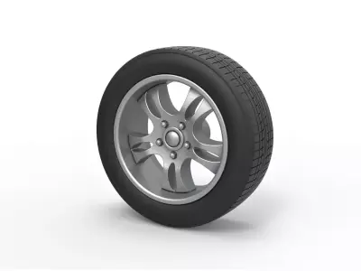 Car wheel 5 Scale 1 to 10 3D print model