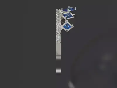 Diamond and Sapphire Crown Ring model jr00289 3D print model