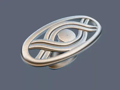 Oval Decorative Handle for Classic Kitchen Cabinets 3D model