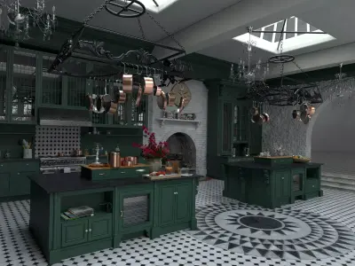 Luxury Victorian Style Apothecary Kitchen 3D model