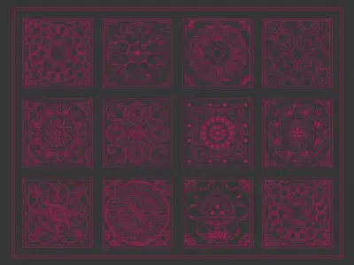 Laser Cut Ornamental Panels Vol2 - Decorative 3D Engraving Tiles 3D model