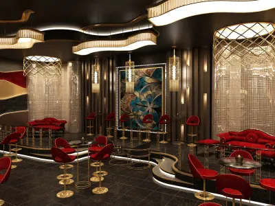 Luxury nightclub bar interior design 3D model