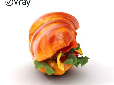 Croissant Sandwich D Model Pack Low-poly 3D model