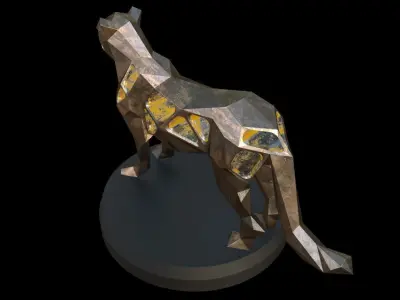 Steampunk Leopard Low-poly 3D model