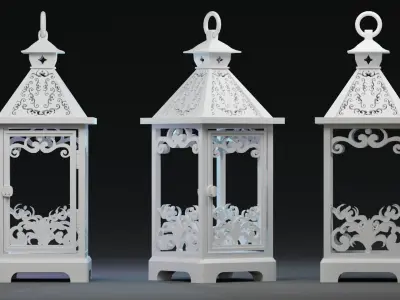 Victorian Style Lantern Small Vintage Candle Lantern 3D model