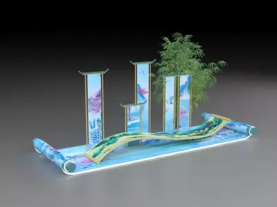 Chinese style Chinese element artistic conception 3D model