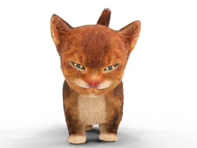Fur Cute Red Cat Kitten Animated Low-poly 3D model