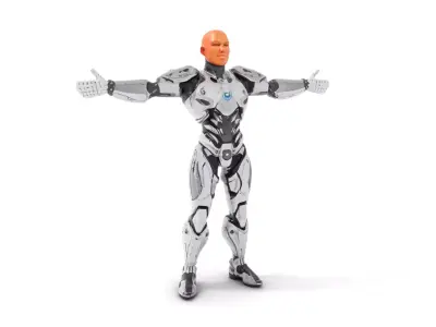 Futuristic Silver Cyborg model pack Low-poly 3D model