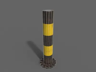 PBR Bollard BlackYellow Low-poly 3D model