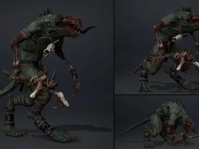 Ghost Barbarian Damaged Low-poly 3D model