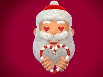 Animated Santa Candy Stick Low-poly 3D model