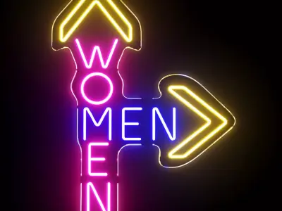 Restroom Neon Sign Low-poly 3D model
