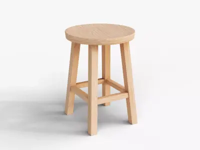 Wooden Stool - Short Seat - Realistic PBR 3D Model Low-poly 3D model